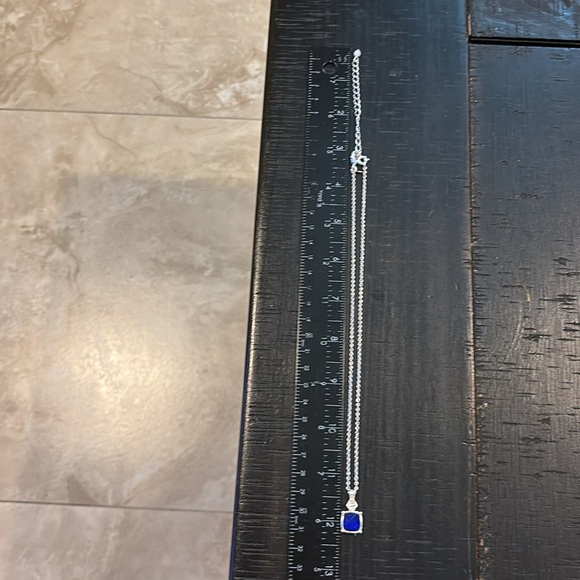 NRT Signed Silver Tone Blue Rhinestone Pendant Necklace & Earrings Jewelry Set - Picture 7 of 8